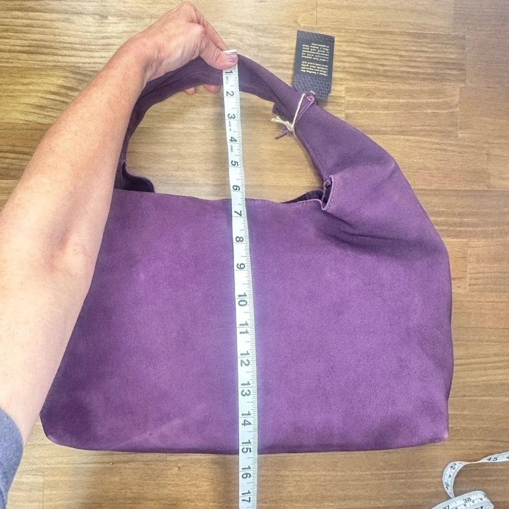 Deep Purple Genuine Suede Hobo Bag Slouchy Shoulder Purse NWT